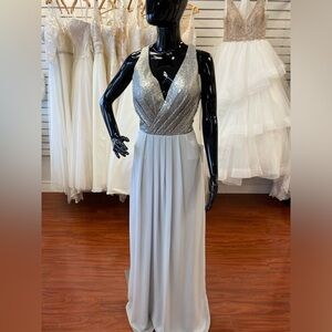 Size 8 10 Sequin and Chiffon Floor Length Charcoal Bridesmaid mothers dress gown